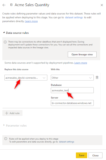 Add data source rules and parameters