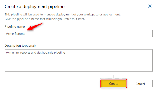 give the pipeline name and click create