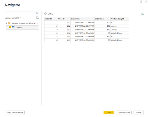 Transform Data window in Power BI