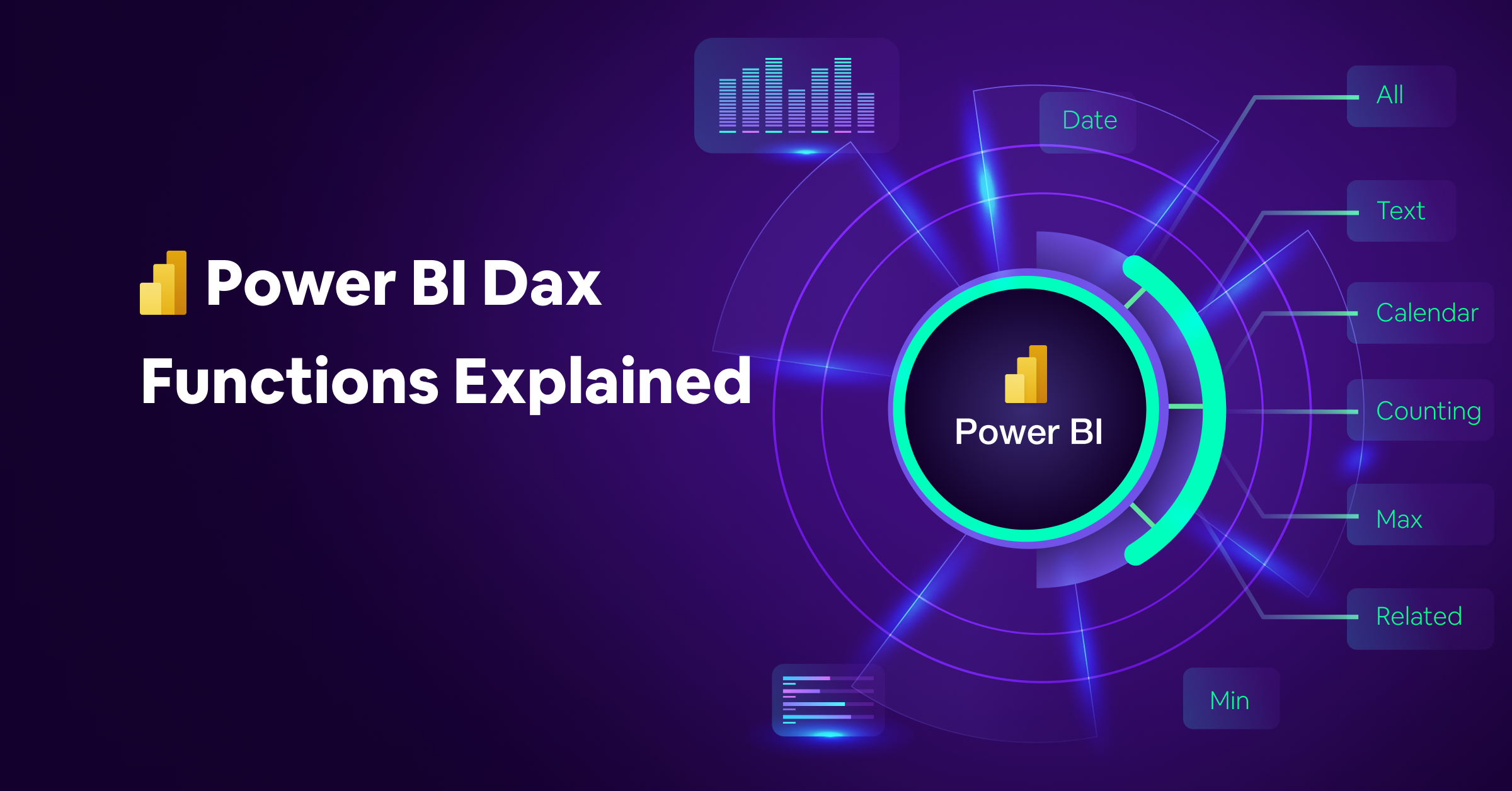 Showing Power BI DAX, a key functionality of Power BI for data calculations & manipulations